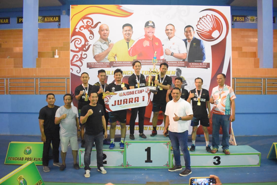 PB Bhayangkara Polres Kutai Kartanegara Juara Ke 1 Kejuaraan Bulu Tangkis KONI Cup 2021