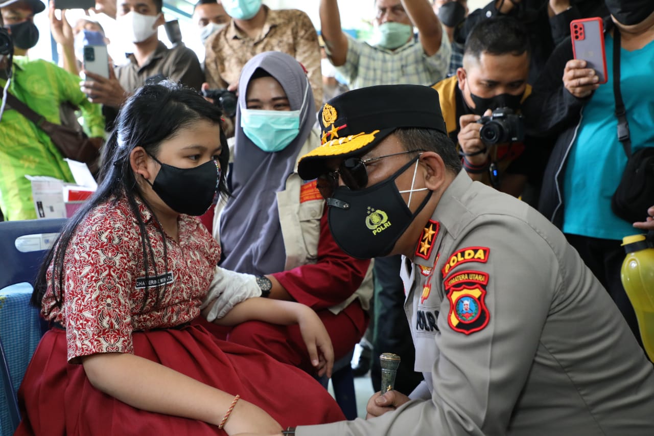 Kapolda Sumut Pantau Vaksin Merdeka Anak Usia 6-11 Tahun di Kab. Serdang Bedagai (V24/AL)