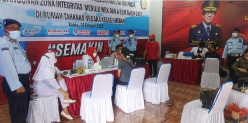 Vaksin Tahap III Bagi Masyarakat, Rutan 1 Medan Kanwil Kemenkumham Sumut Percepat Vaksinasi, Jumat (04/02/22), (V24/AL)