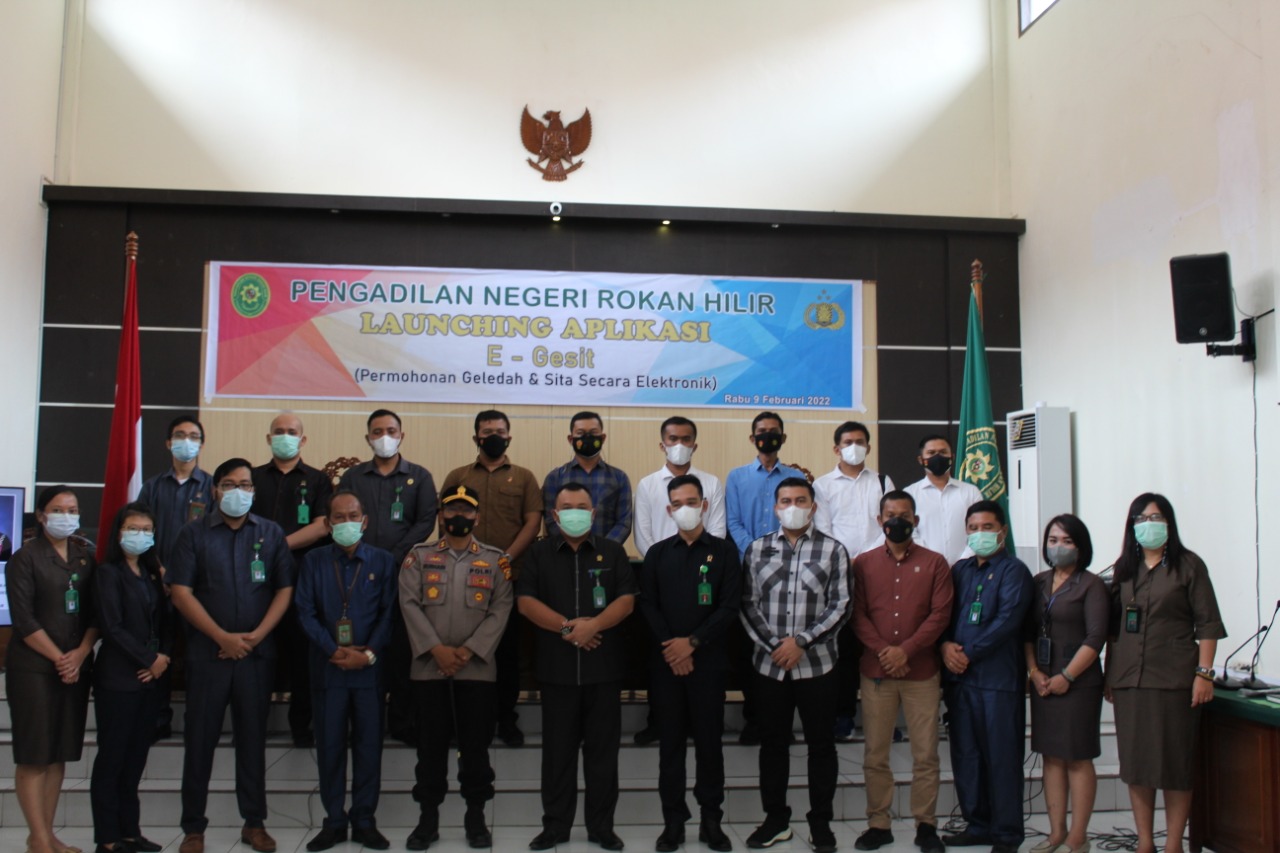 Pengadilan Negeri Rokan Hilir Kelas II Menggelar Sosialisasi Sekaligus Launching Aplikasi E -Gesit, Rabu (09/02/2022), (V24/AL)