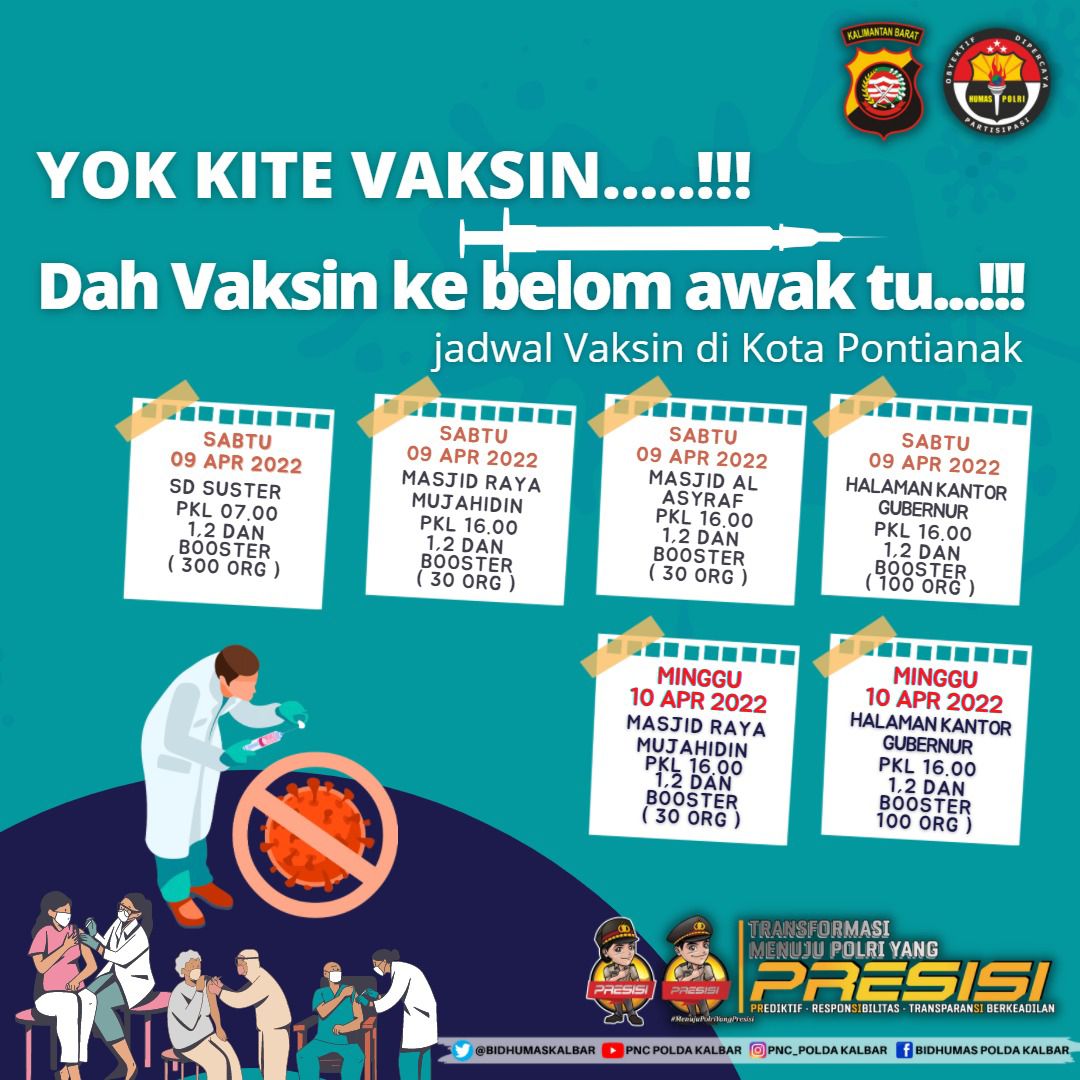 Ayo Segera Vaksin Agar Bisa Mudik Kemana-mana, Sabtu (09/04/2022), (Foto: V24/AL)